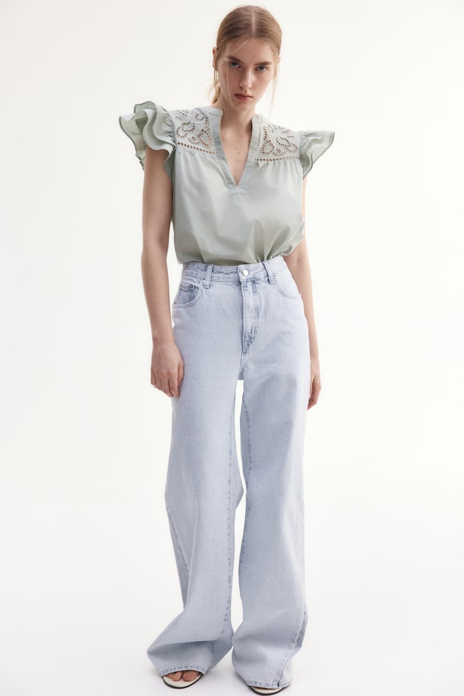 

Блузка с вышивкой ришелье H&M, зеленый