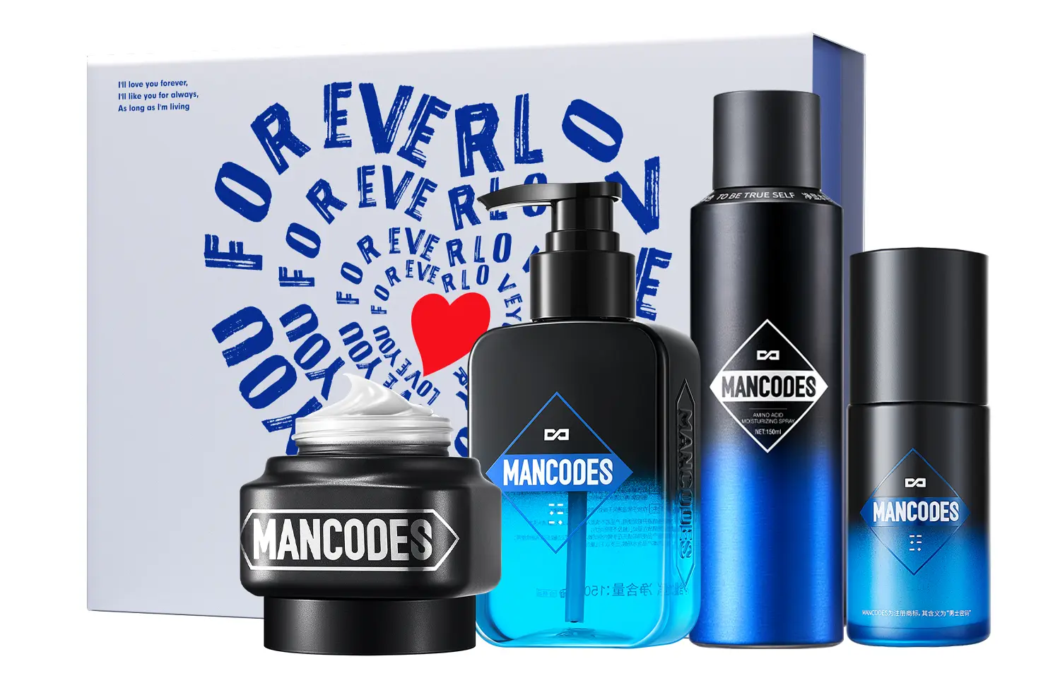 MANCOES Набор для ухода за кожей niacinamide heart promise увлажняющий очищающий осветляющий против черных точек — фото 2