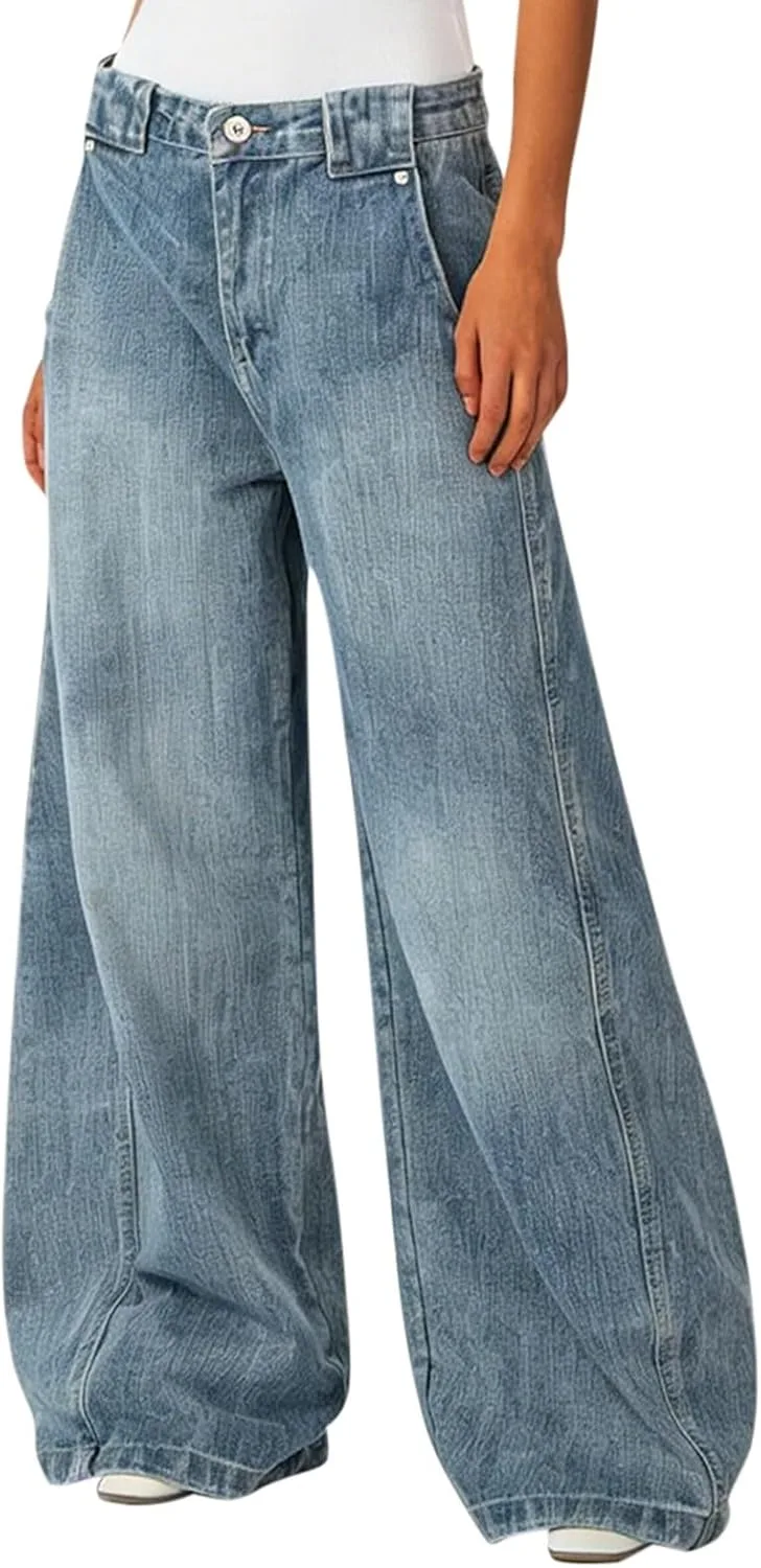 

Женские джинсы Baggy Lightweight High Waisted Relaxed Fit Vintage с карманом Gaexia