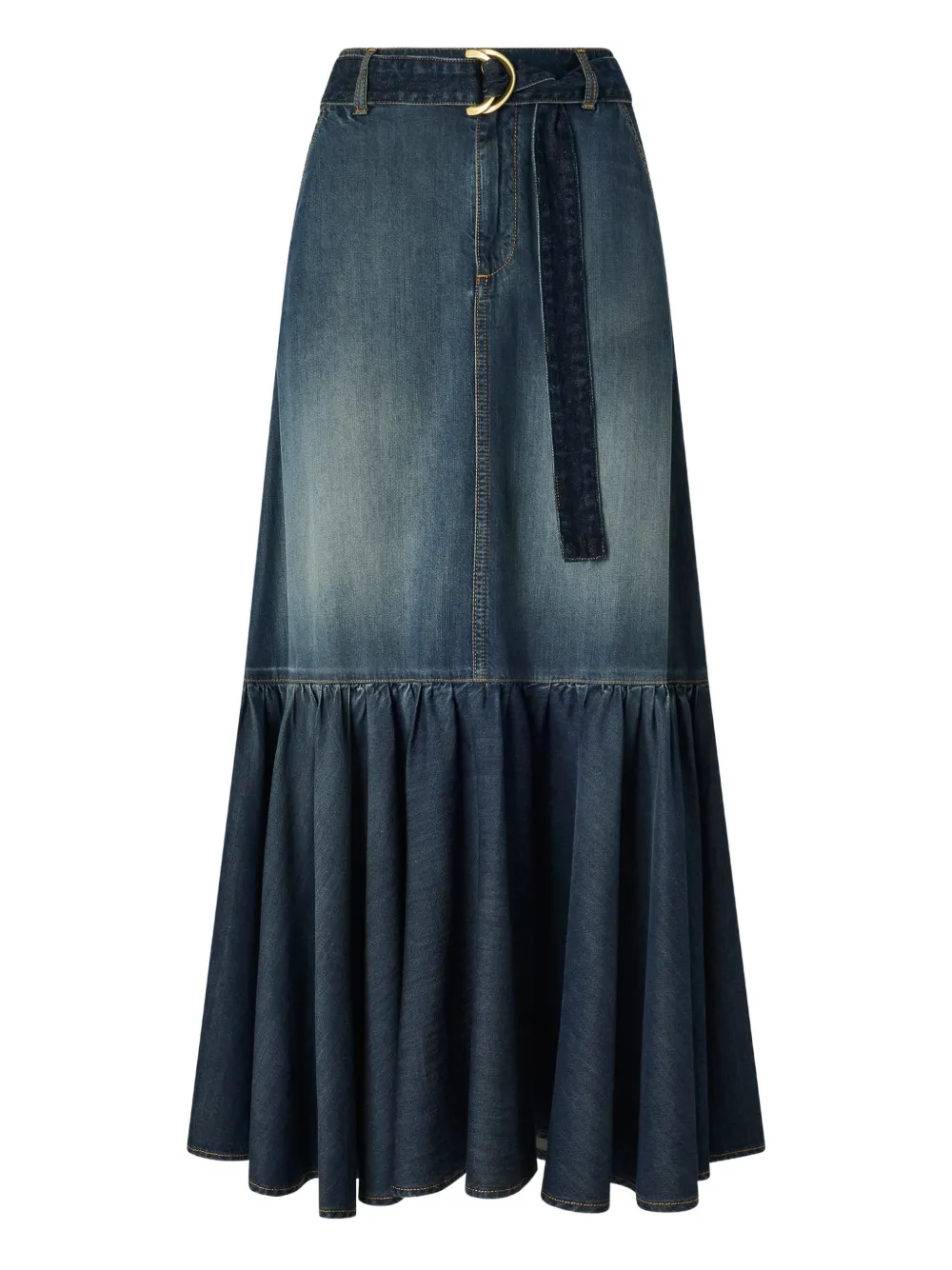 

Юбка миди с оборками Pinko, синий