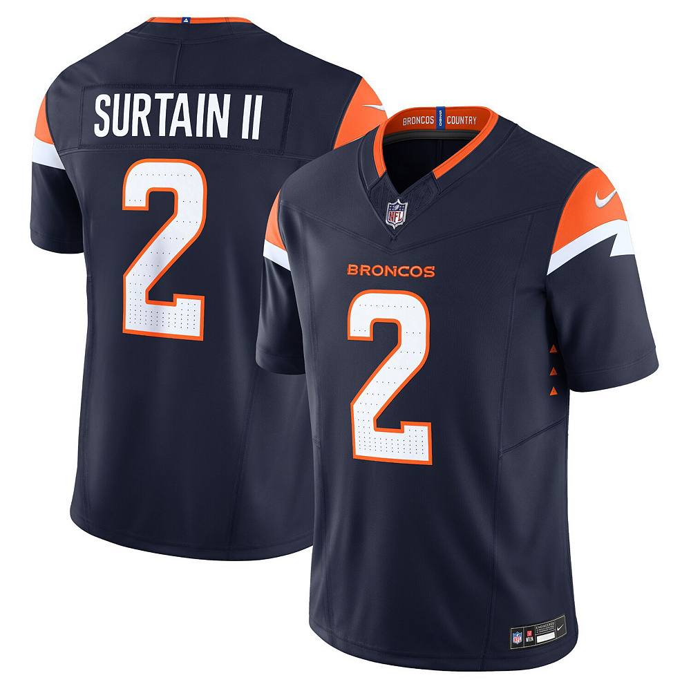 

Мужские кроссовки Nike Патрик Surtain II Navy Denver Broncos Alternate Vapor F. Ограниченный Джерси, цвет Den Navy