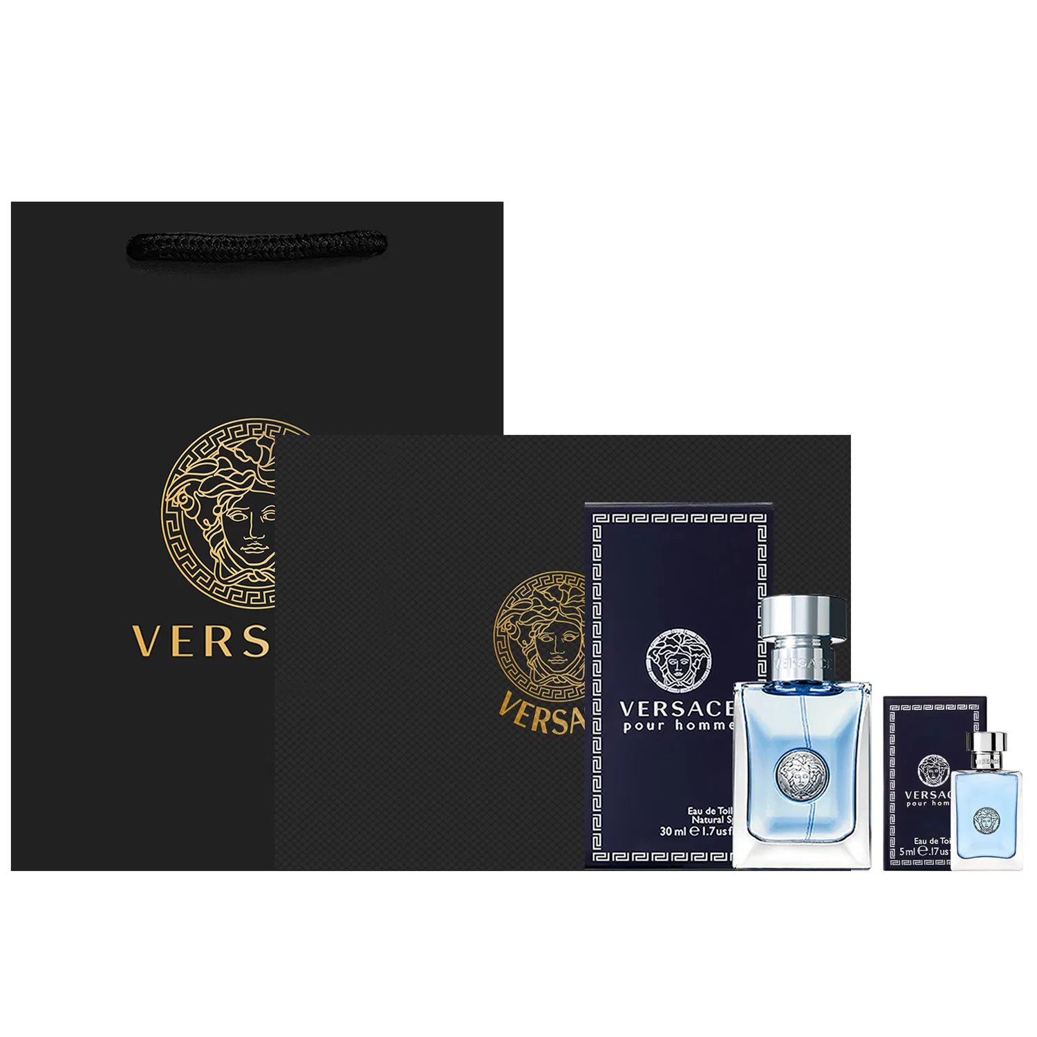 Набор парфюмерии Versace Eau De Toilette 30 мл + 5 мл + сумка черный