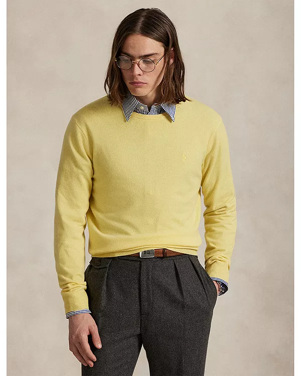 Шерстяной свитер с круглым вырезом Polo Ralph Lauren, желтый — фото 3