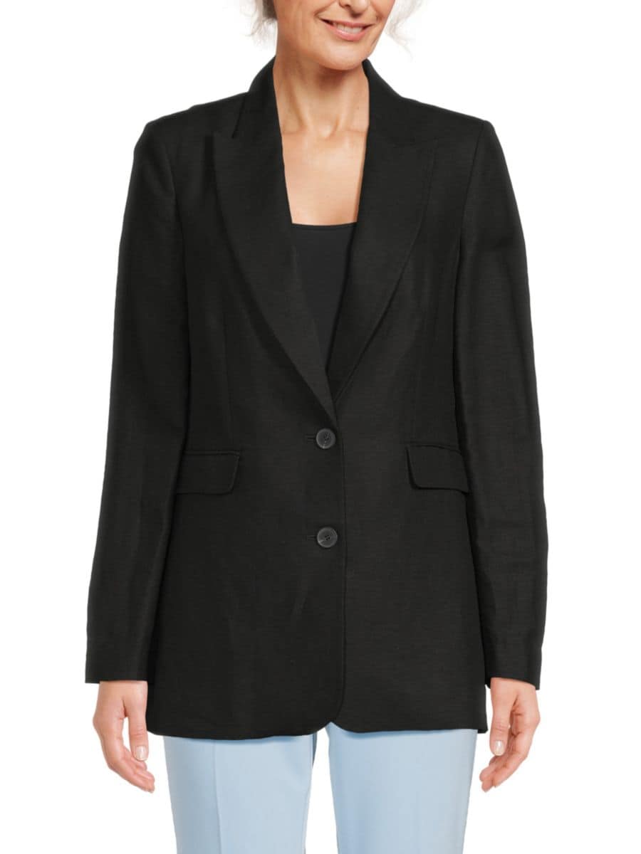 

Блейзер из льняной смеси BCBGMAXAZRIA, нуарный