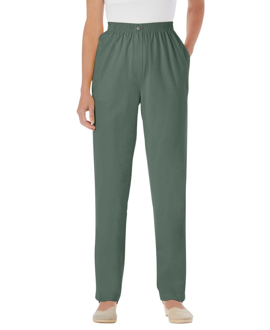 

Женские джинсы Within Tall Straight-Leg из хлопка, прямого кроя, надеваются через голову, эластичный пояс, рассчитаны на 7 дней носки Woman Within, Pine