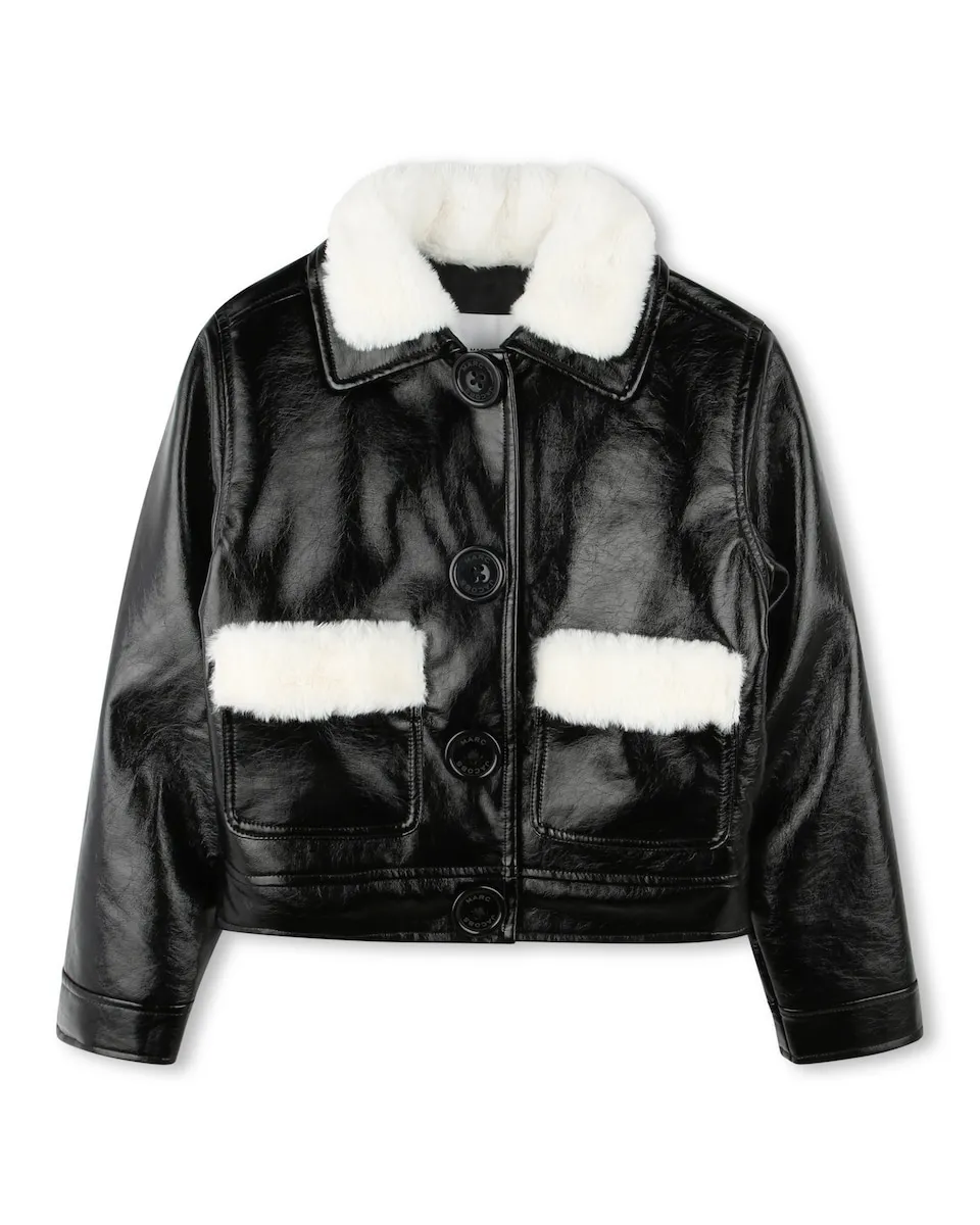 

Детская куртка для девочки черного цвета с длинными рукавами Marc Jacobs