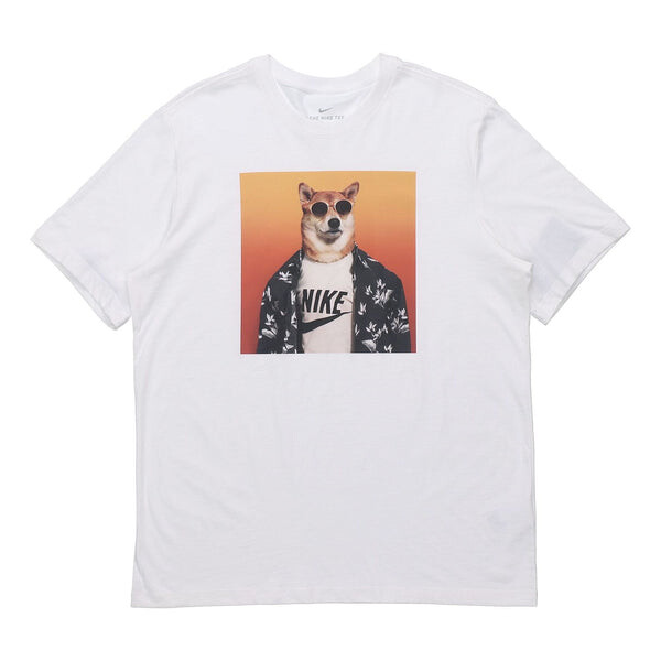 

Футболка funny pattern printing short sleeve white Nike, белый