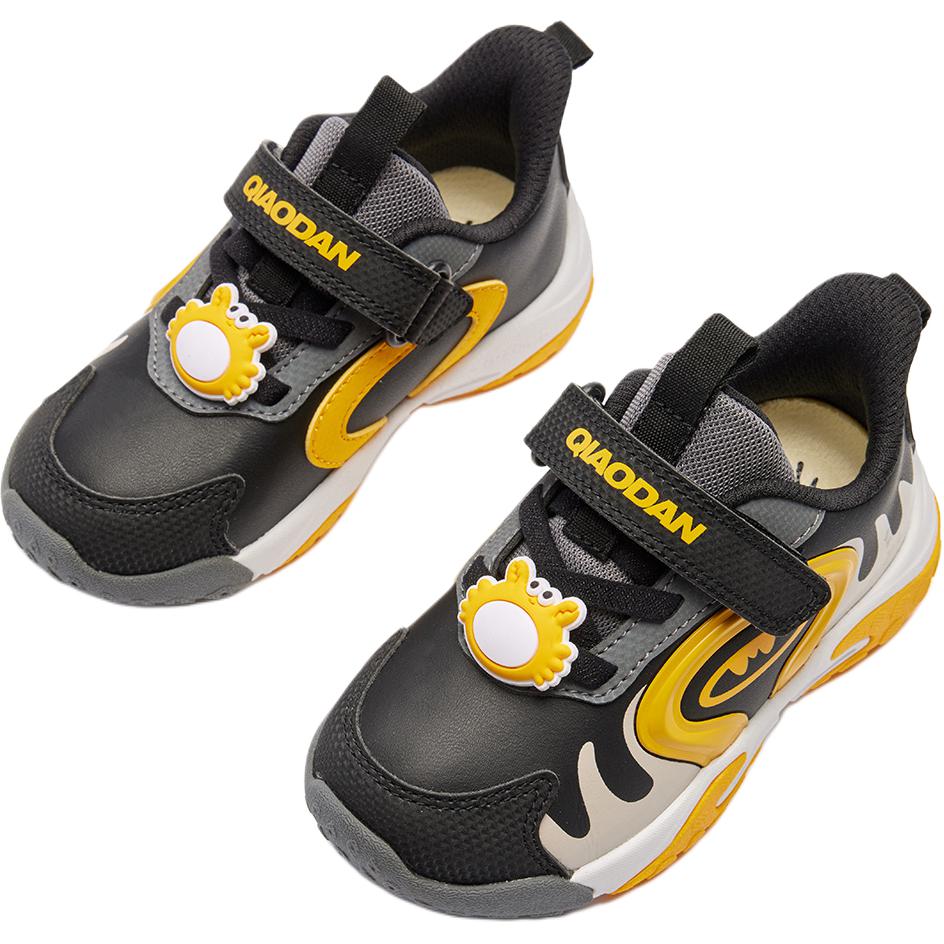 QIAODAN Антиударные амортизирующие низкие детские ботинки Black Yellow для малышей — фото 4