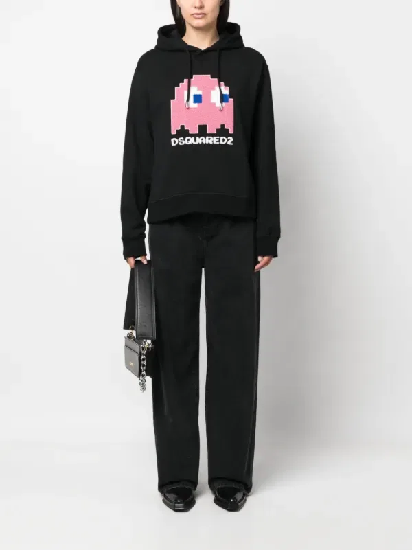 Толстовка из хлопка с изображением Пакмана X Dsquared2, черный — фото 2