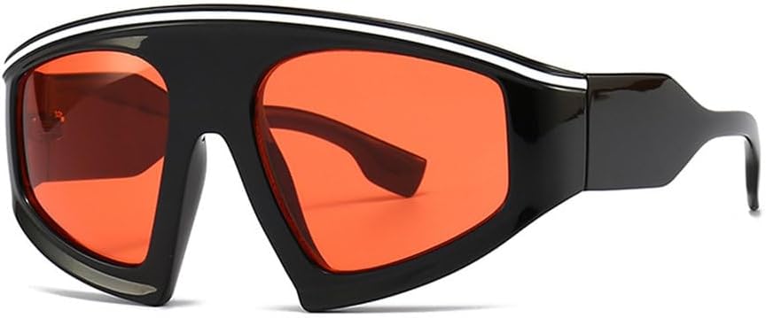 

Очень большие солнцезащитные очки с плоской верхней частью, цельные, в стиле ретро, ​​цветные, с оригинальным дизайном, прозрачные, с защитой от УФ-излучения UV400 TYUVIVO, Black Red