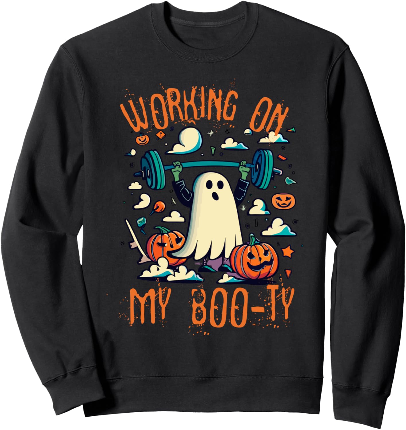 

Толстовка и толстовка с надписью Работаю над ягодицами: тренировка на Хэллоуин Boo Working On My Boo-Ty Halloween Workout Costumes, черный