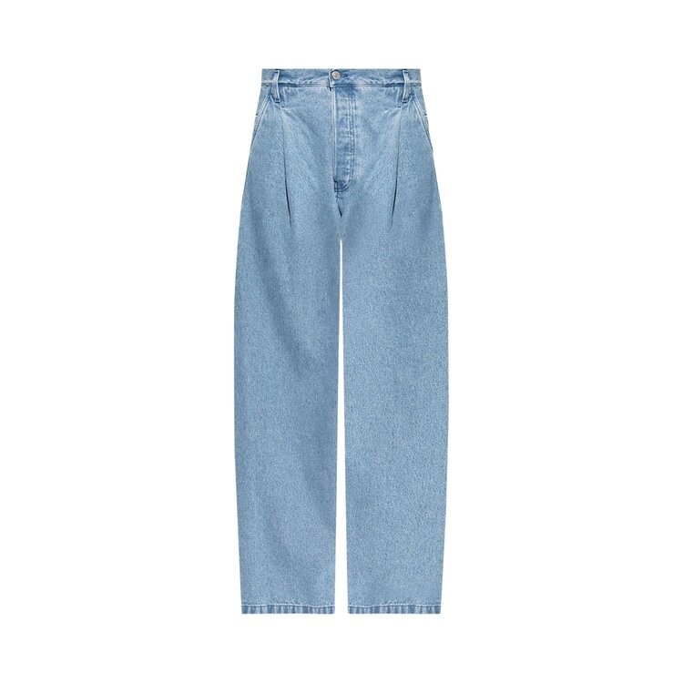

Брюки Dries Van Noten High Waisted Denim Pleated Pants, светло-синий
