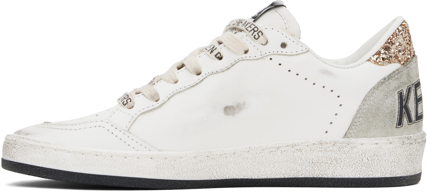 Белые кроссовки Ball Star Golden Goose, White/Black/Gold/Ice — фото 3