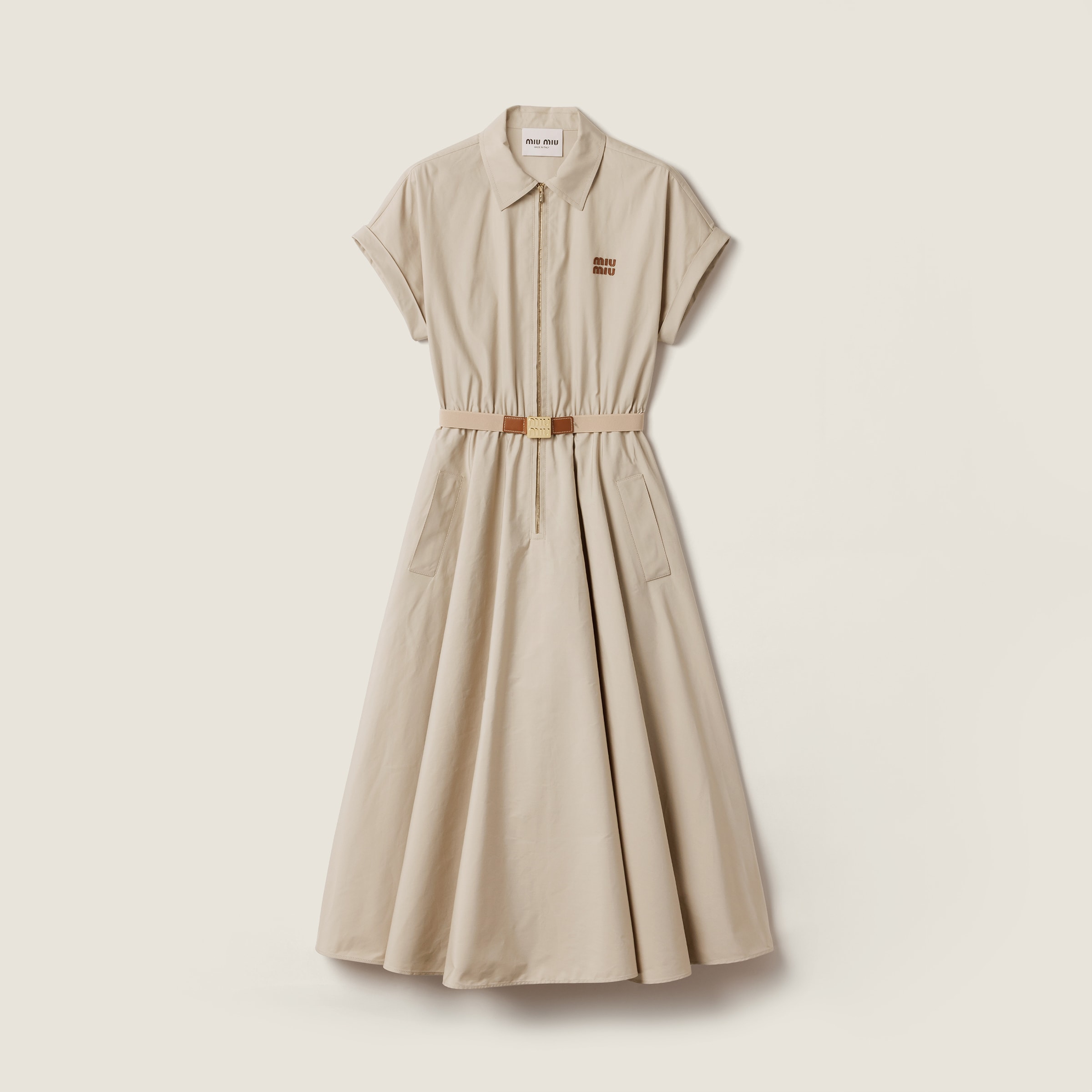 

Макси-платье из панамского хлопка MIU MIU, серый