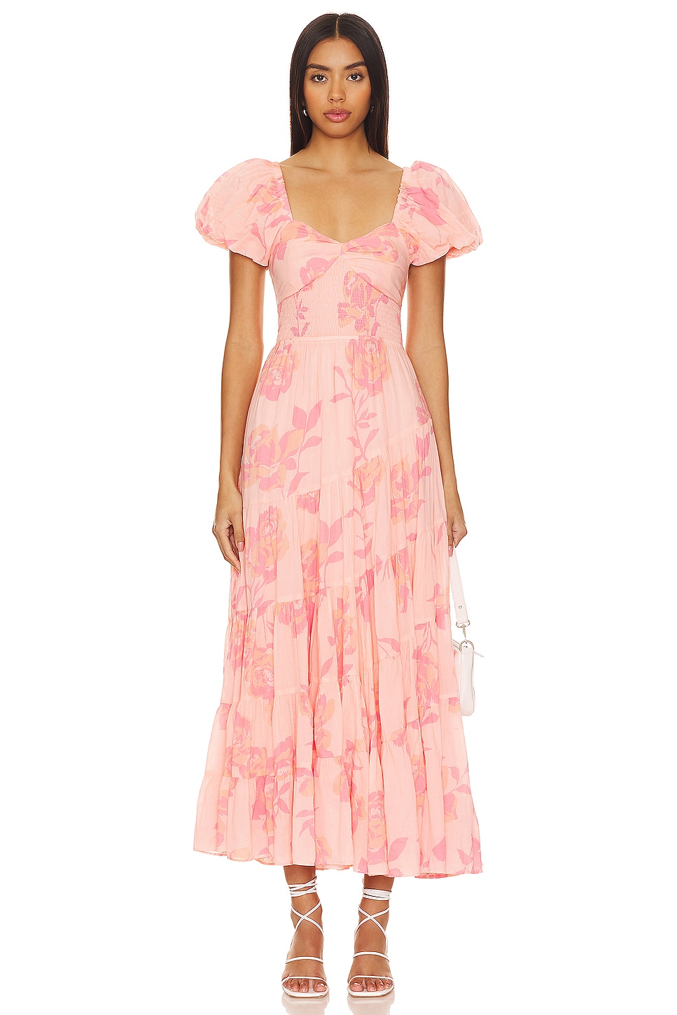 

Платье макси с короткими рукавами в розовых тонах Free People, цвет pinky combo