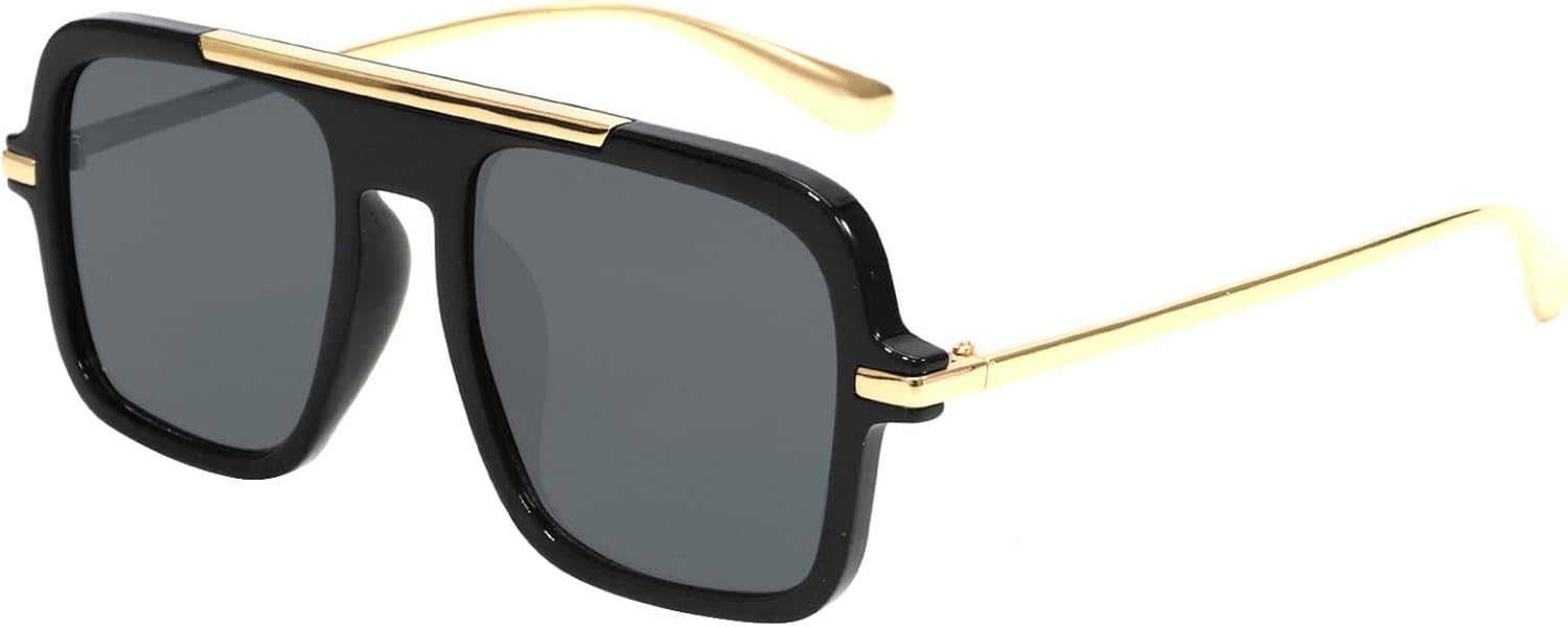 

Большие квадратные солнцезащитные очки для женщин и мужчин, большие солнцезащитные очки-щитки с плоской верхней частью, винтажные панк-очки для мужчин, очки для активного отдыха mincl, Black