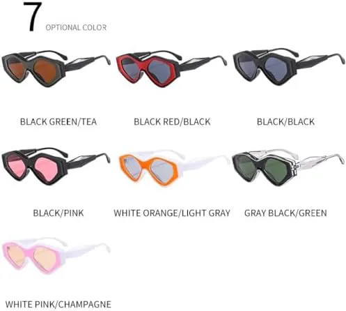 

Солнцезащитные очки Polygon 2026 для мужчин, стильные винтажные очки конфетных цветов для женщин, ретро-очки с защитой от УФ-излучения UV400 MTZJH, Black-black