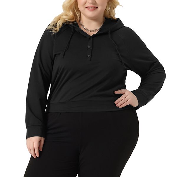 

Толстовка с капюшоном на пуговицах для женщин Plus Size Agnes Orinda, Black, Черный, Толстовка с капюшоном на пуговицах для женщин Plus Size Agnes Orinda, Black
