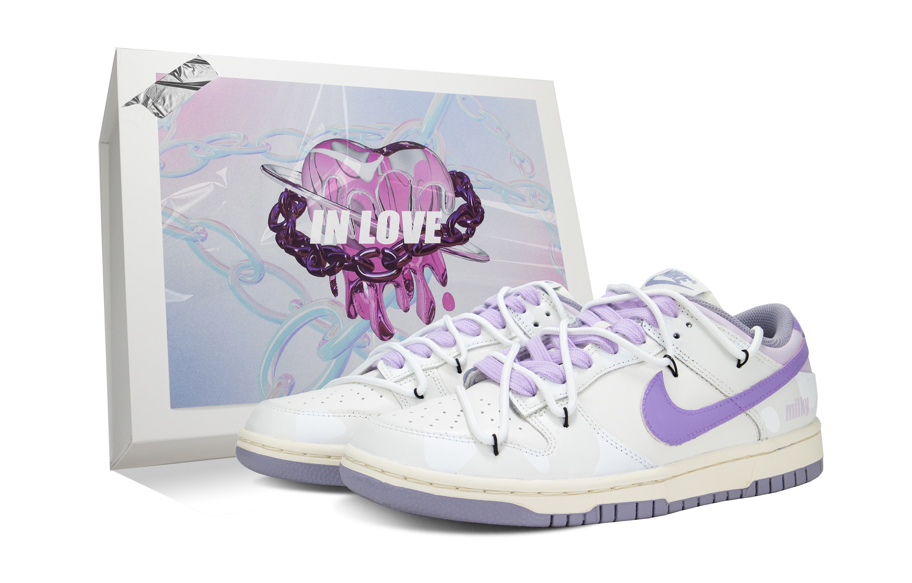 

Кроссовки Nike Dunk Skateboarding Shoes Women's Low-top White/purple, светло-фиолетовый