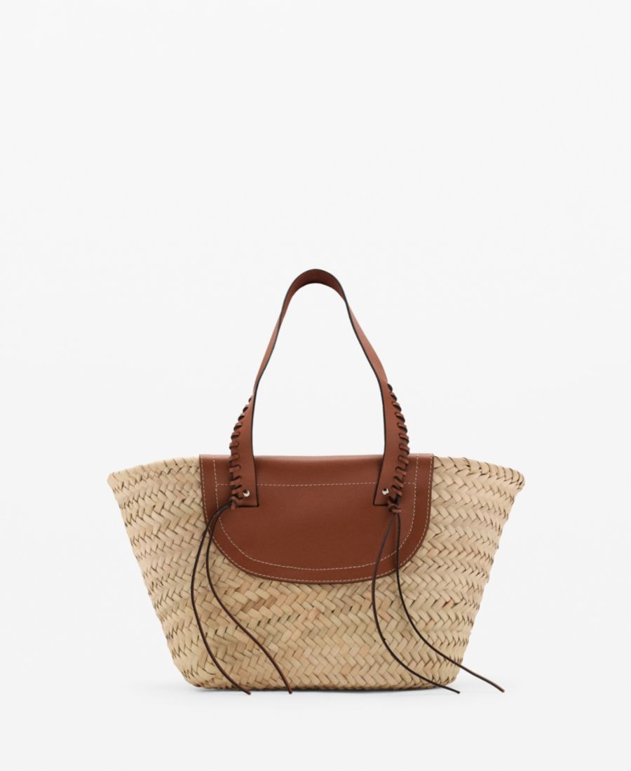 

Женская плетеная сумка из натуральных волокон MANGO, Leather