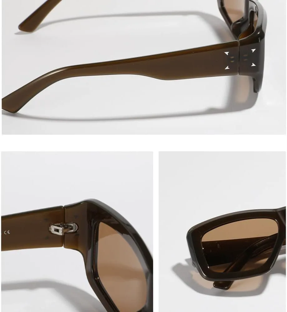 

Женские и мужские ретро-панк солнцезащитные очки, классические винтажные очки с защитой от УФ-излучения UV400 для использования на открытом воздухе HVTVTLA, Brown Tea