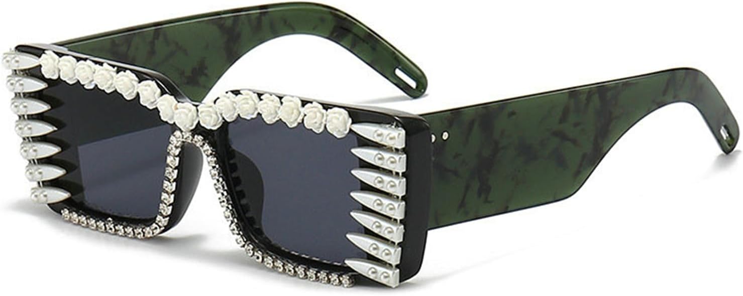 

Солнцезащитные очки Willochra 2023 Diamond Square для женщин, солнцезащитные очки со стразами для мужчин, увеличенная оправа, винтажные очки, защита от ультрафиолета UV400, Black White