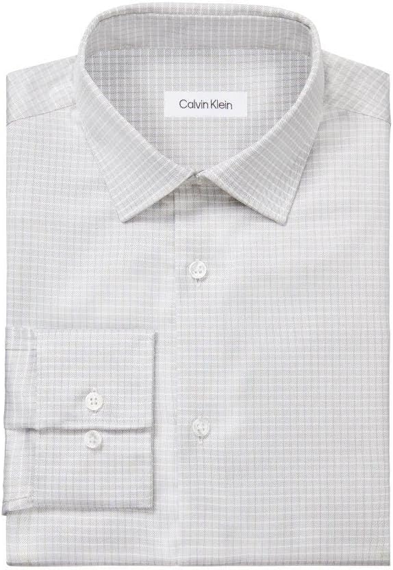 Мужская рубашка Calvin Klein, классический крой, из тонкого хлопкового эластичного материала, Taupe Multi — фото 3