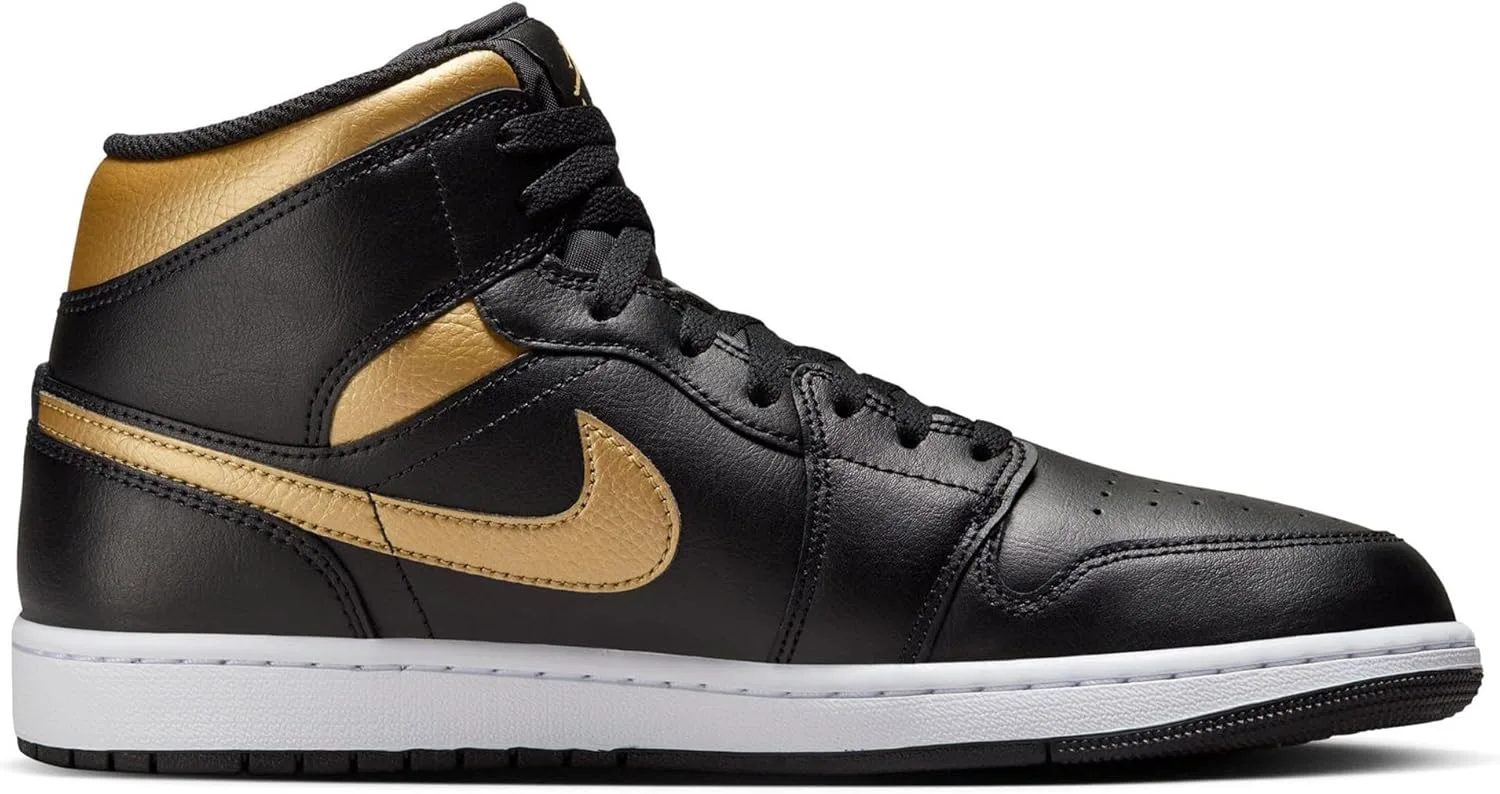 Мужские кроссовки Nike Air Jordan 1 Mid, черный/металлик золотой/белый — фото 3