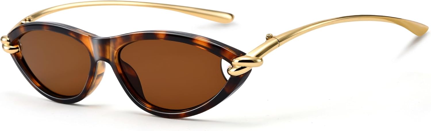 

Солнцезащитные очки Bouryo Retro Cat Eye для женщин. Модные дизайнерские солнцезащитные очки с золотистыми металлическими дужками. Стильные очки в духе Y2k, B2-tortoise/Brown