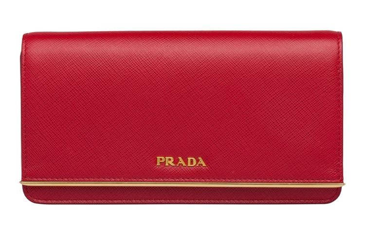 

PRADA Мини клатч из коровьей кожи женский красный
