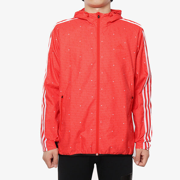 Куртка wb aop 3s woven casual sports hooded jacket red Adidas, красный — фото 3