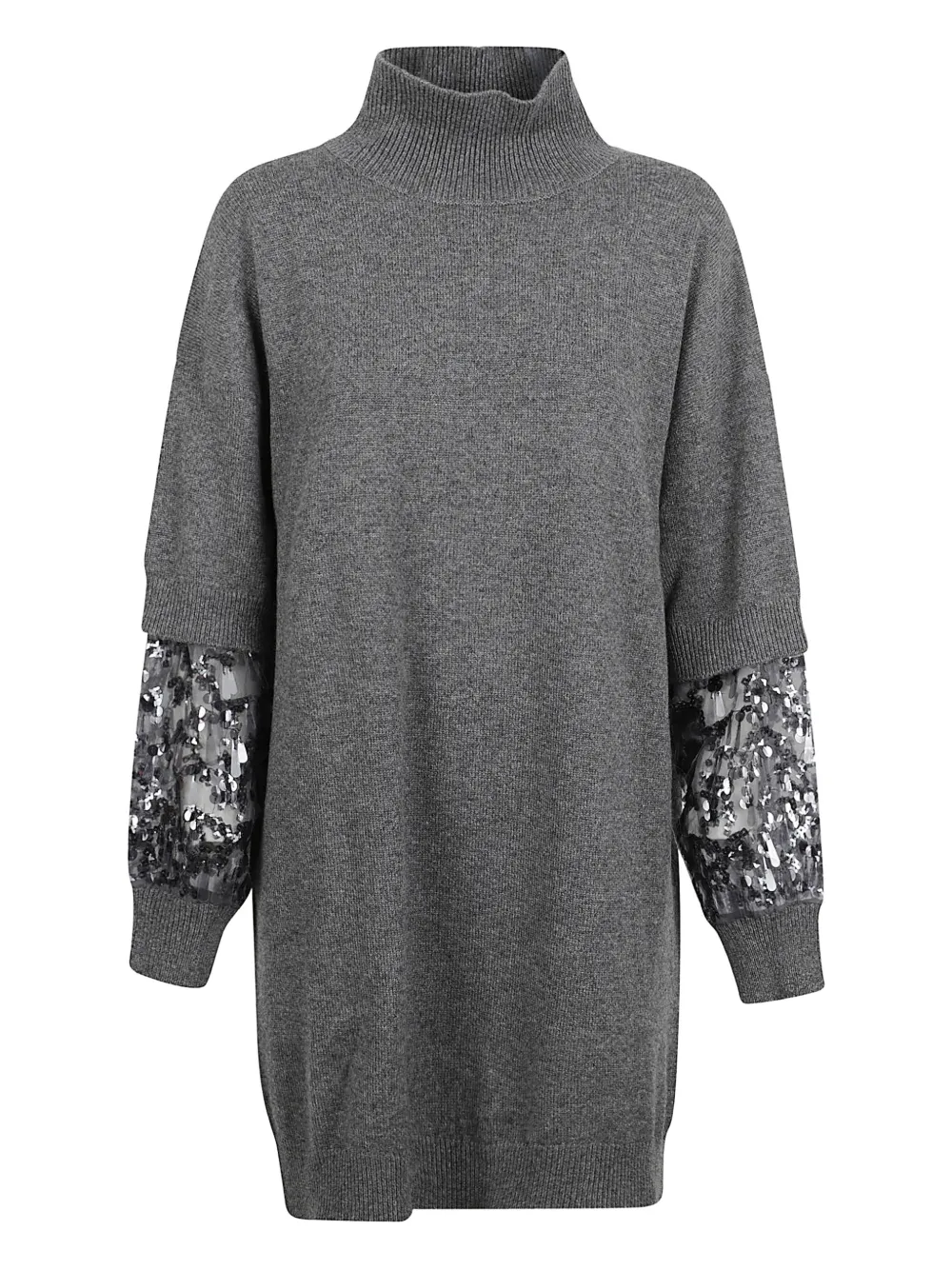 

Мини-платье с пайетками и высоким воротом Brunello Cucinelli, серый