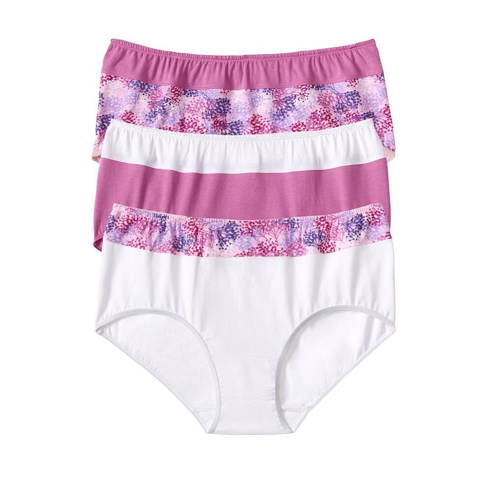 

Женские хлопковые трусы больших размеров Comfort Choice из 3 комплектов полноразмерных трусов с цветными блоками, цвет Pretty Orchid Assorted