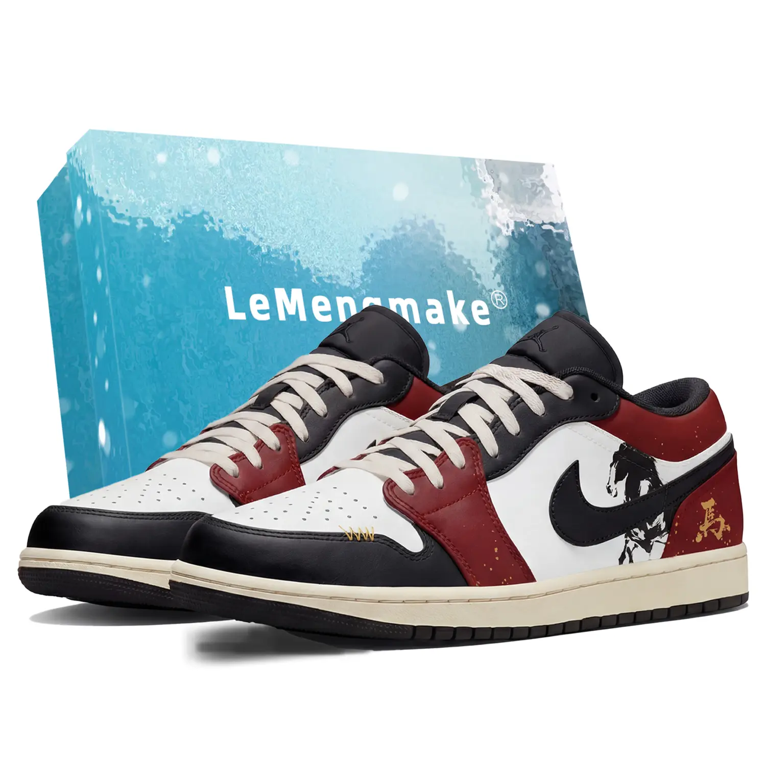 

Jordan Кроссовки Air 1 Lemon Joy Cushioning, износостойкие низкие винтажные баскетбольные, унисекс Black Red