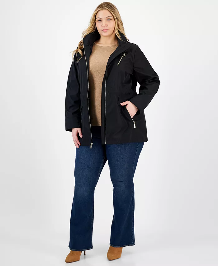 

Утепленная ветровка с капюшоном Plus Size, влагозащитная Michael Kors, черный