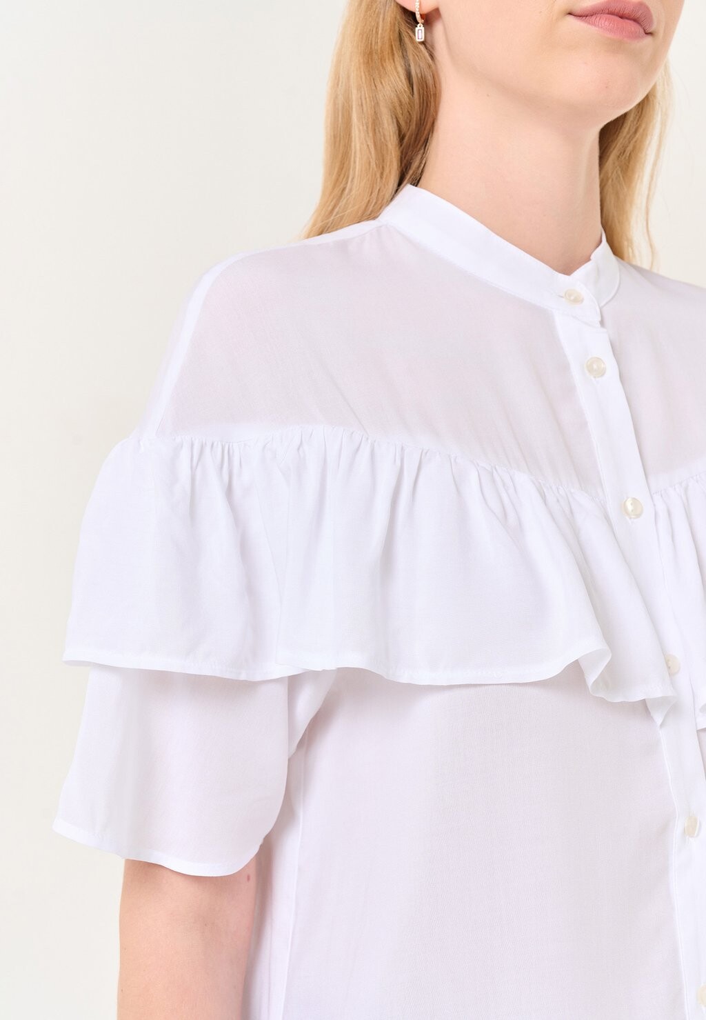 

Блузка на пуговицах JUDGE COLLAR SHORT SLEEVE RUFFLE DETAILED Jimmy Key, белый