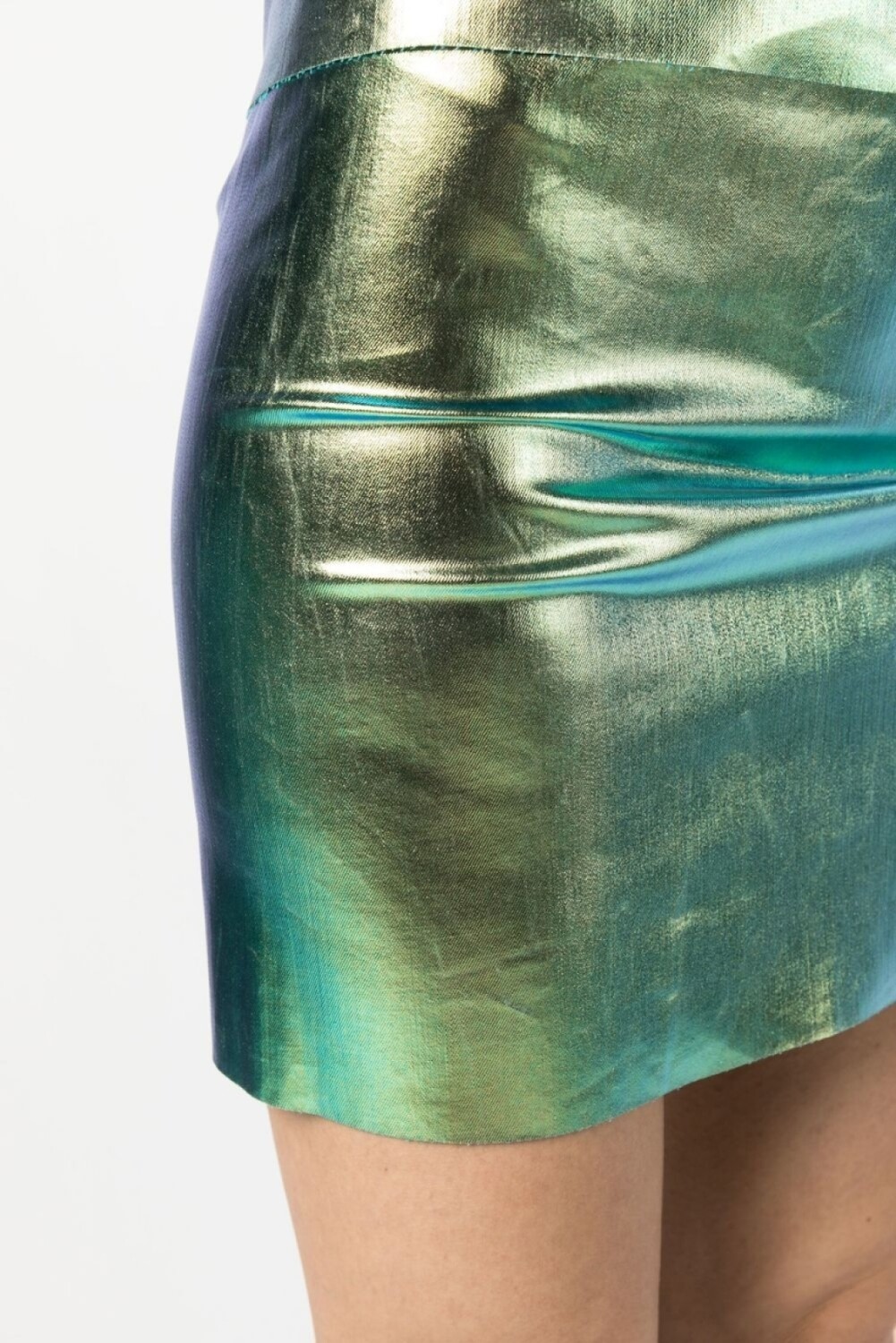 Rick Owens мини-юбка с эффектом металлик, золотой — фото 4