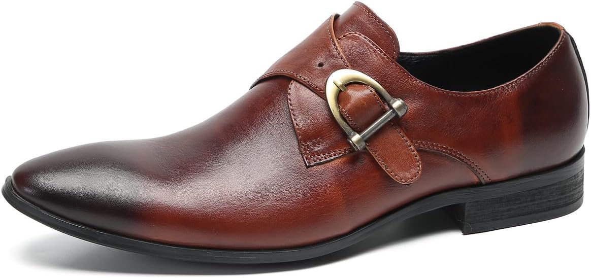 

Мужские лоферы Santimon, формальные и повседневные, из натуральной кожи, с ремешком-монком, модные, удобные, для бизнеса и повседневной носки, мокасины, для выпускного, свадьбы, под смокинг, коричневый