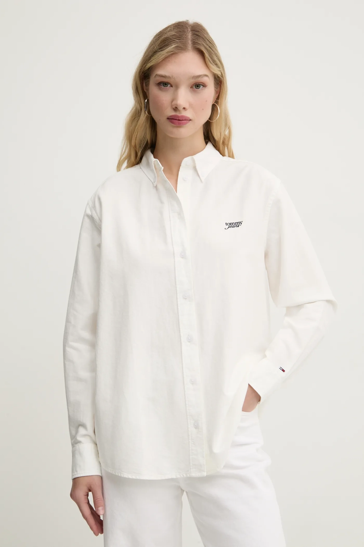 

Хлопковая рубашка Tommy Jeans, бежевый