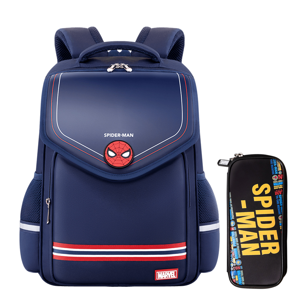 

Disney Рюкзак Marvel из полиэстера и искусственной кожи большой мужской синий черный, Spider-Man+Pen Pouch