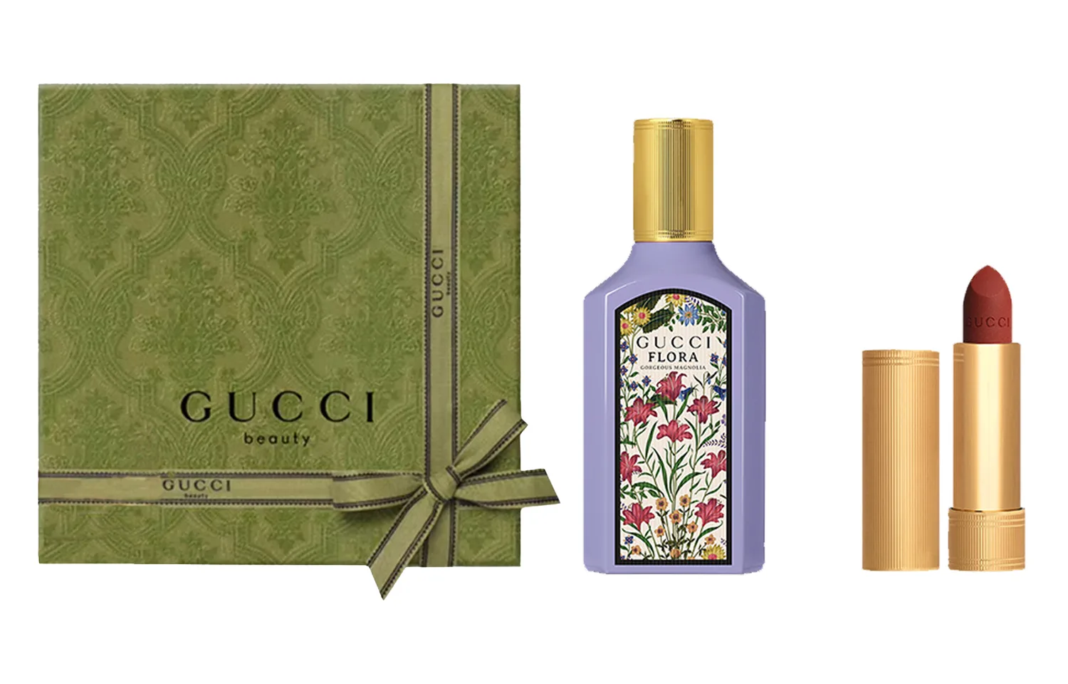 GUCCI Набор одежды с парфюмом и помадой Dreamy Natural Box Perfume Lipstick, Dreamy Magnolia Scent Women's Perfume 50ml+Velvet Lipstick #505