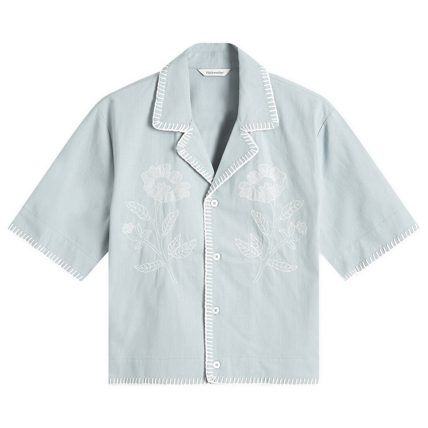 

Рубашка с коротким рукавом Holzweiler Gorti Cropped Embroidered Shirt, цвет Lt. Blue