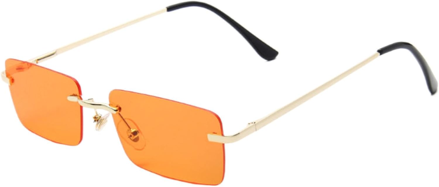 

Солнцезащитные очки с защитой от УФ-излучения UV400 | Без оправы, прозрачные, маленький размер | Для женщин и мужчин, для занятий спортом на открытом воздухе и вождения DSVIGF, 04 Gold-orange