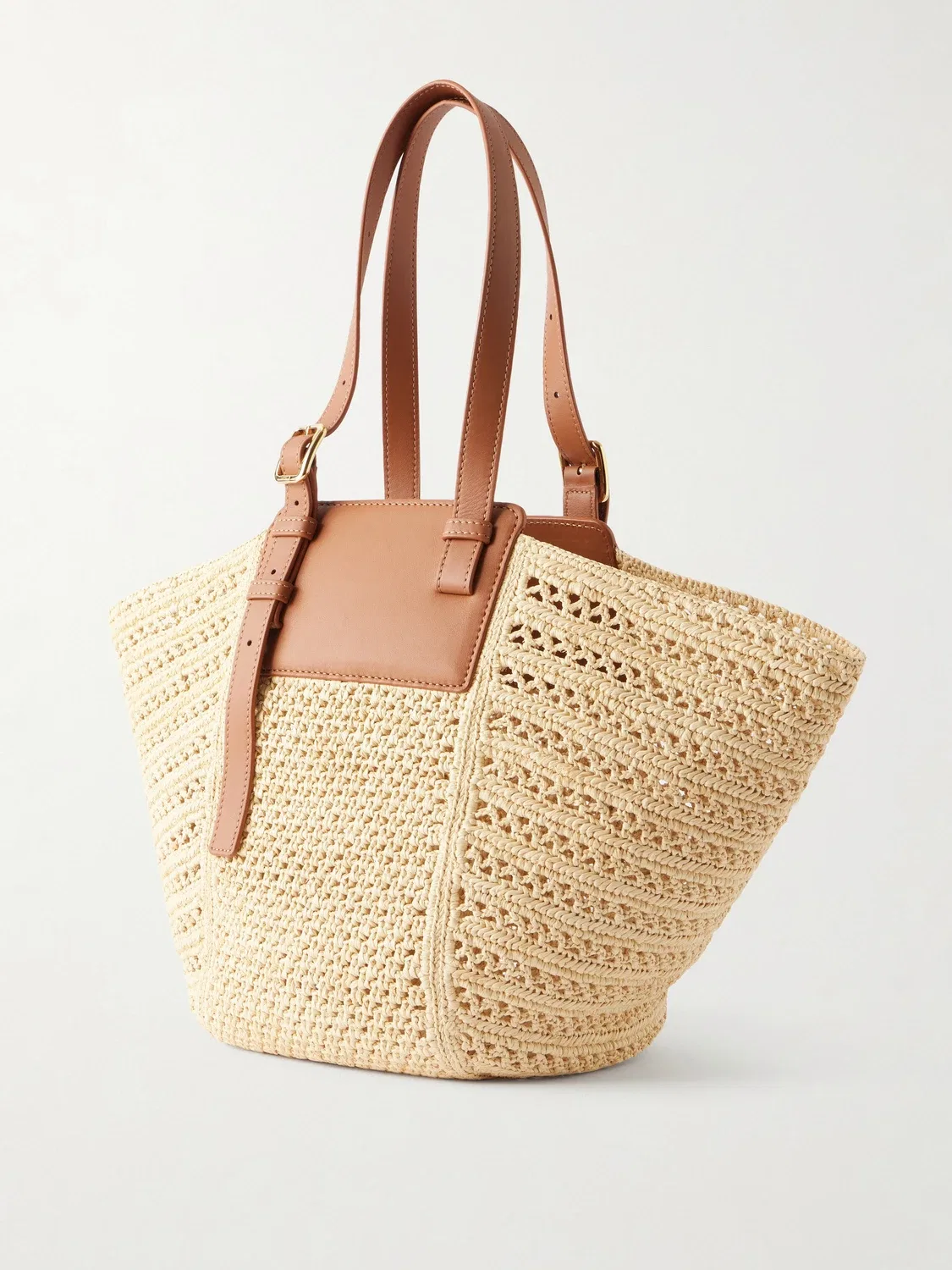 Сумка-тоут из рафии Paula's Ibiza Hammock Cabas с кожаной отделкой LOEWE, бежевый — фото 3