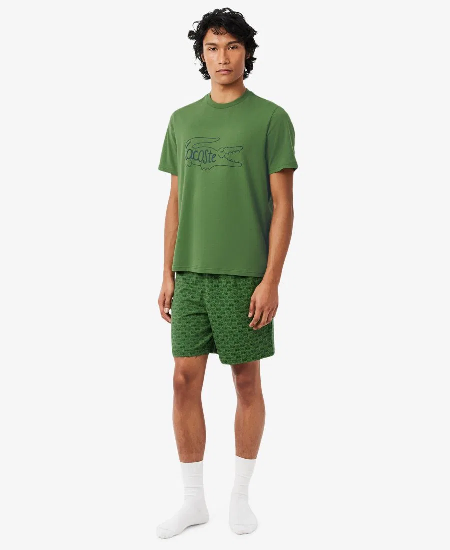 Комплект мужской Lacoste Футболка и шорты, 100% хлопок, темно-синий