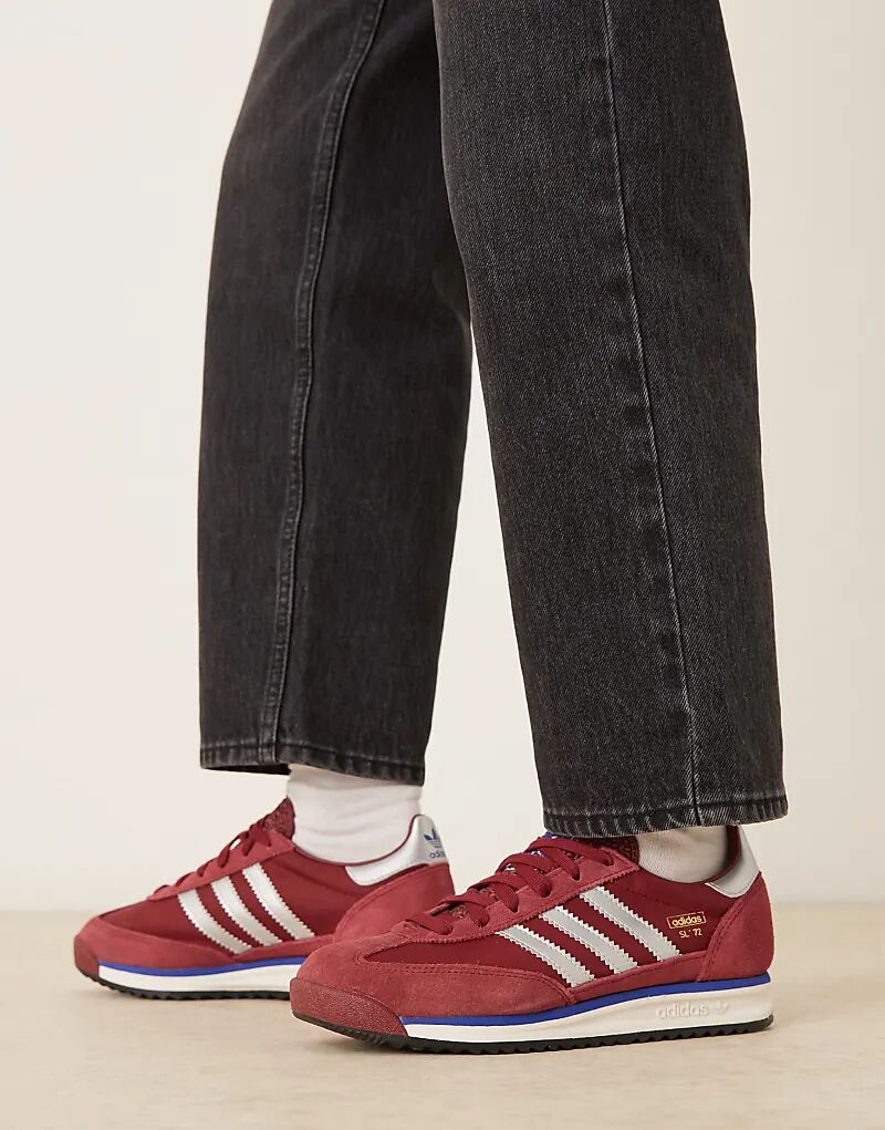 Кроссовки Adidas Originals SL 72 RS бордового и серебристого цвета — фото 3