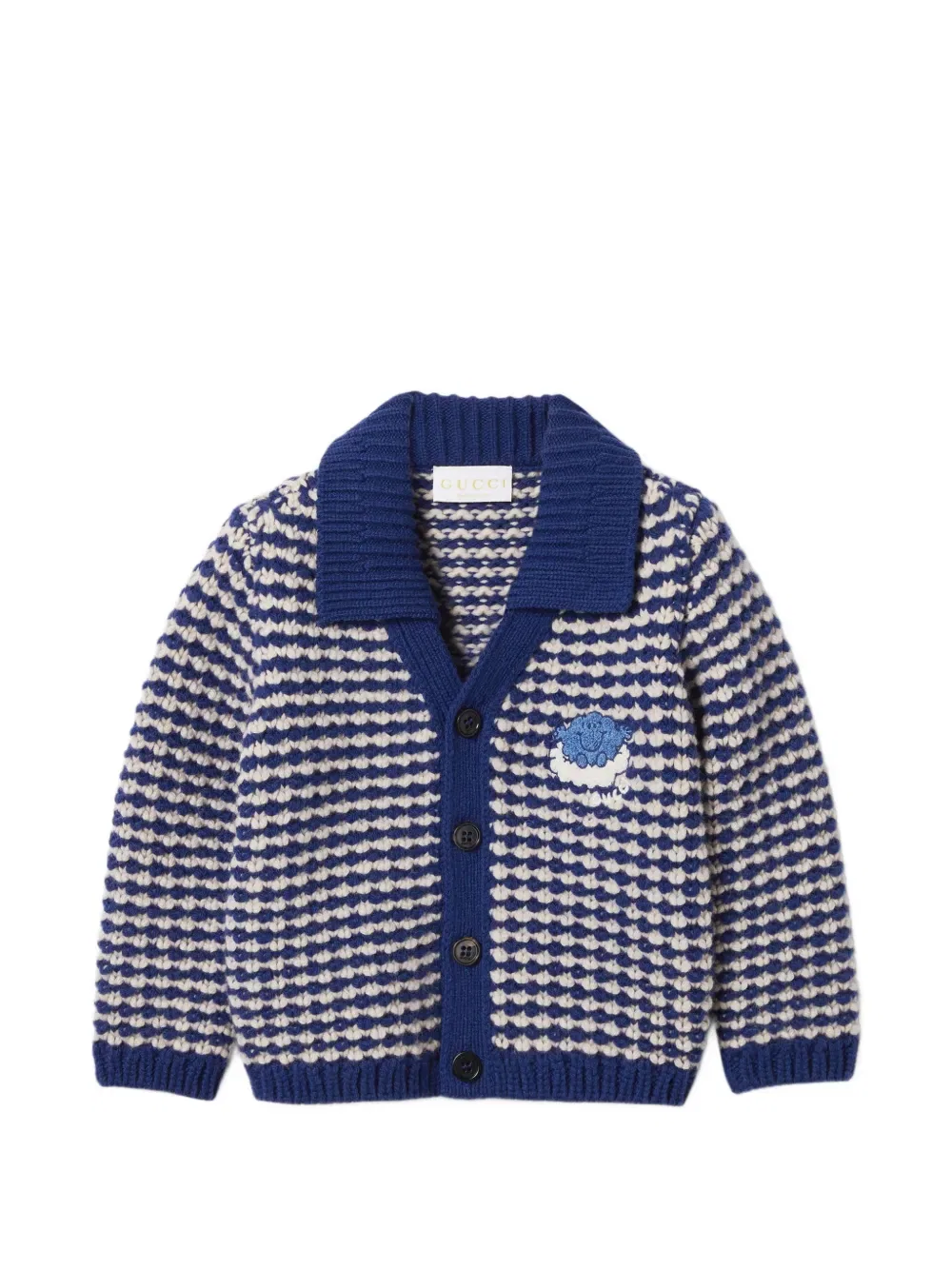 Кардиган с V-образным вырезом и застежкой на пуговицы Gucci Kids, синий