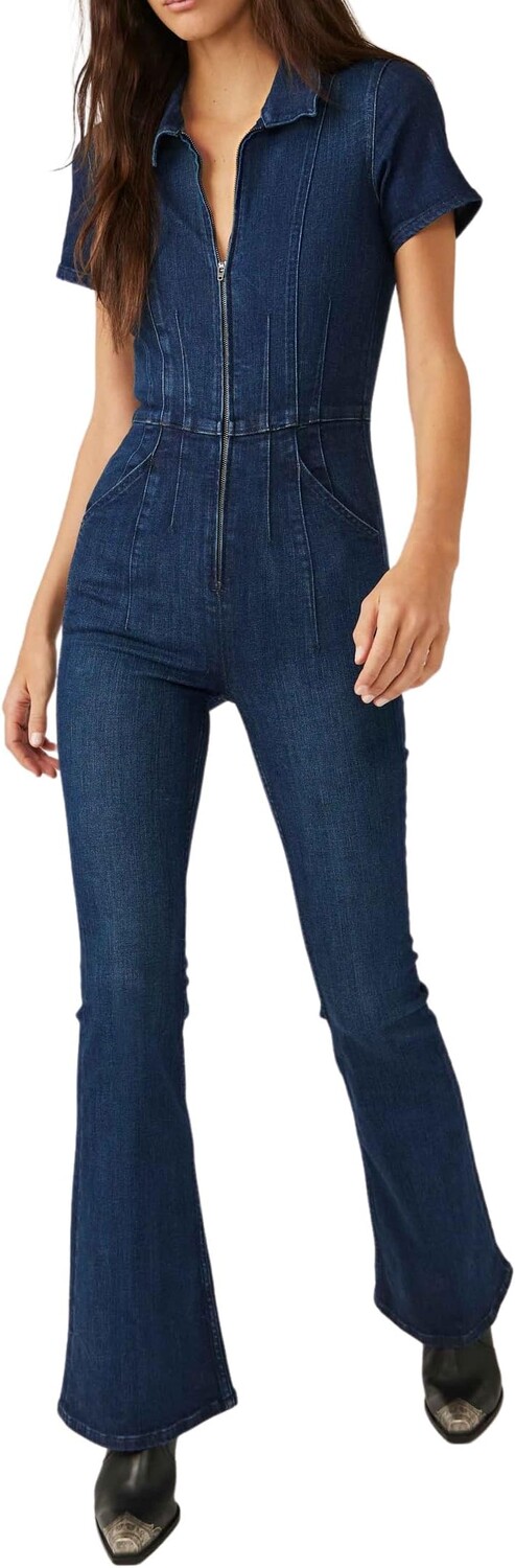 

Расклешенный комбинезон Jayde Free People, цвет Night Sky