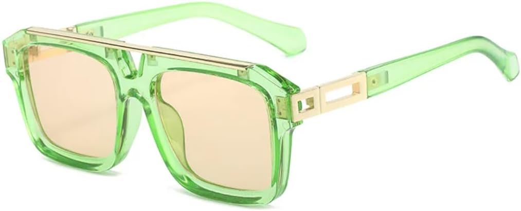 

Роскошные классические солнцезащитные очки для женщин и мужчин, модные солнцезащитные очки в винтажном стиле, панк, женские очки с плоской верхней частью UUPTTPL, Green Tea