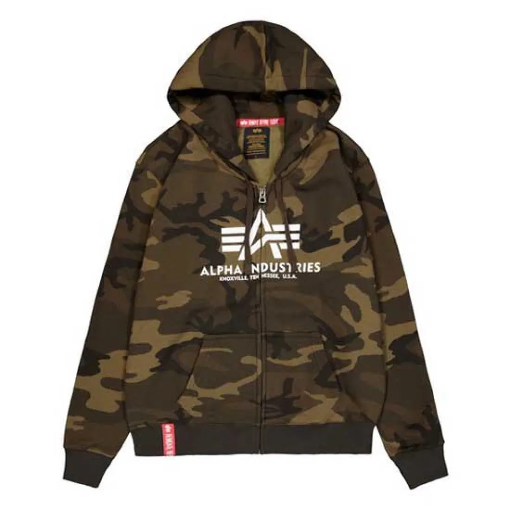 

Толстовка Alpha Industries Basic Camo full zip, зеленый